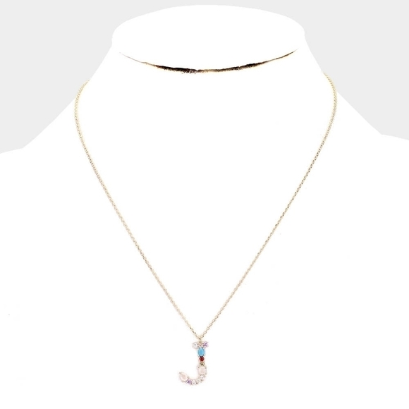 NWT Initial Letter Zirconia Monogram Necklace M K J I - Picture 3 of 5